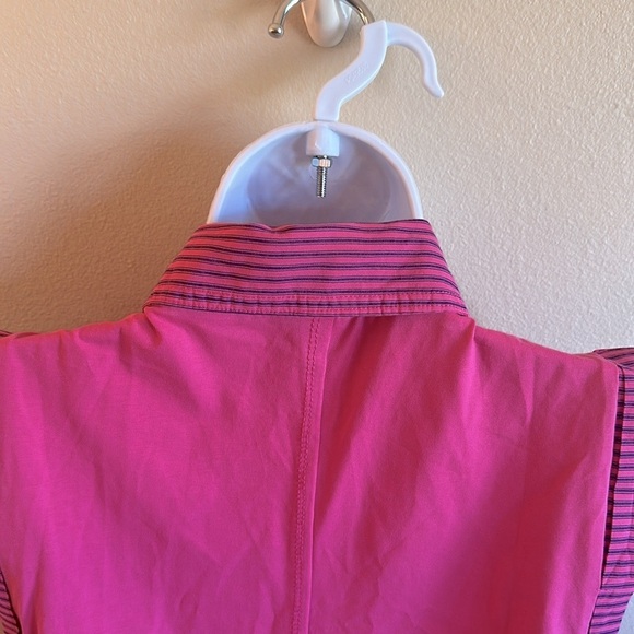 Pilcro Varsity Polo Top Size Small Pink Sleeveless Partial Button Up Pullover - Picture 13 of 15